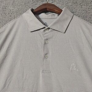 Rhoback Men's Performance Golf Polo Shirt Striped Lightweight White Size XL
